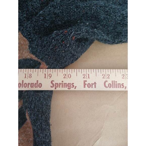 Fleur De Lis Cardigan Sweater Size L Long Full Zip Ruffle Hem Gray Pockets - Picture 5 of 7